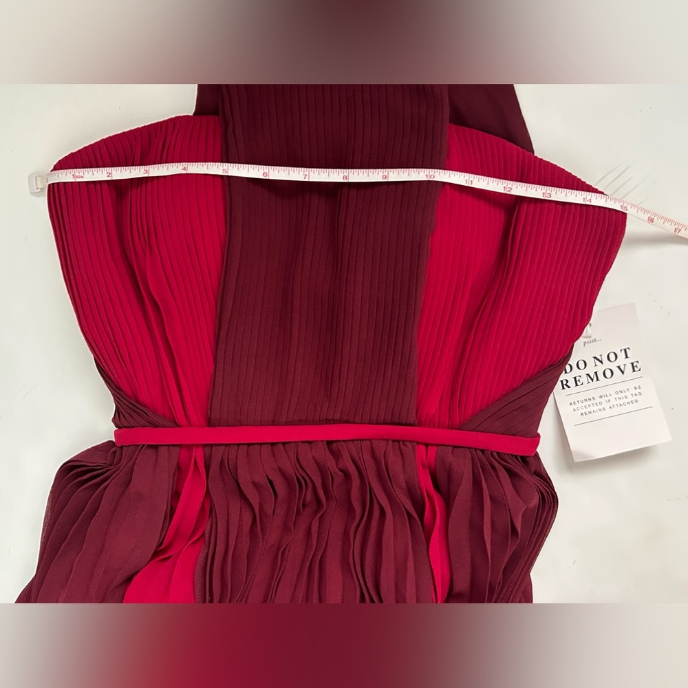 NWT Celeb pleated Crepe strapless Maxi Dress Formal prom, burgundy red, Sz.2 - Picture 10 of 13
